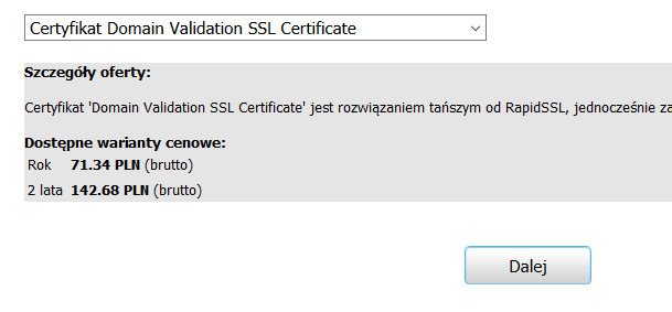 Certyfikat Domain Validation SSL