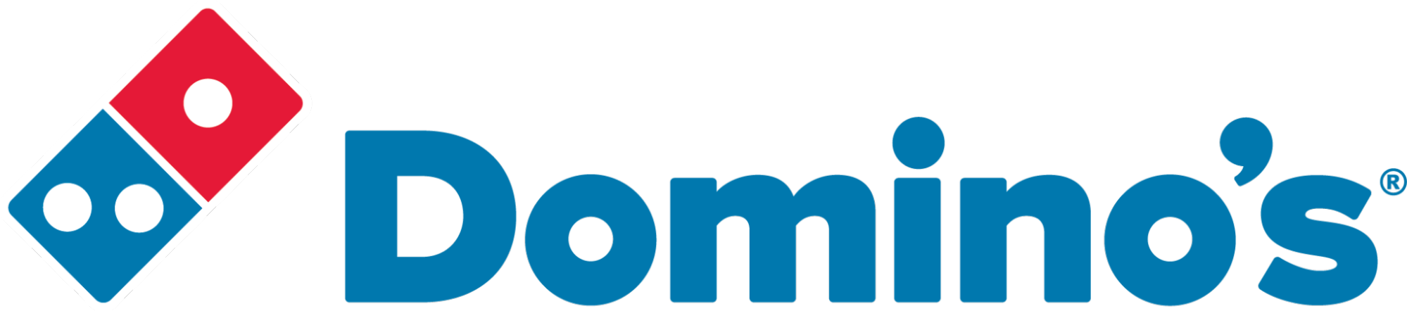 połączenie kolorów czerwonego z niebieskim - przykład logo Domino's
