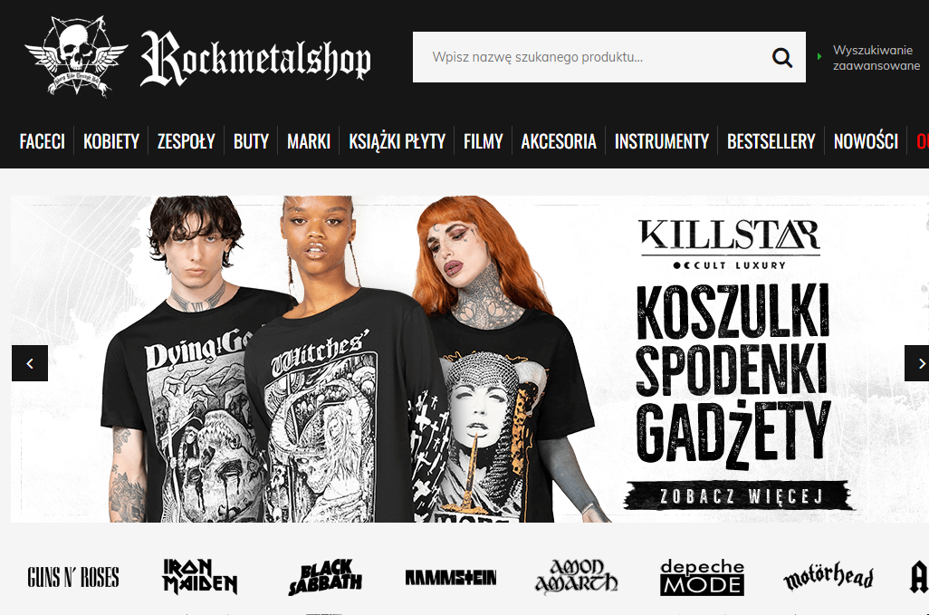 rockmetalshop widok sklepu internetowego