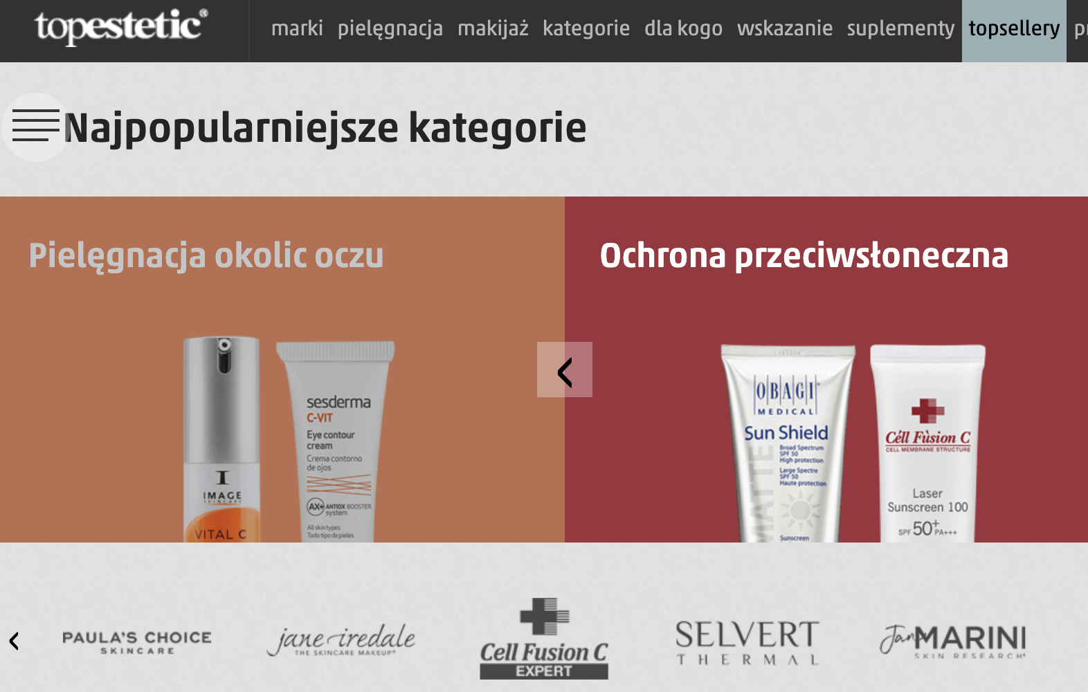 topestetic.pl: widok sklepu internetowego