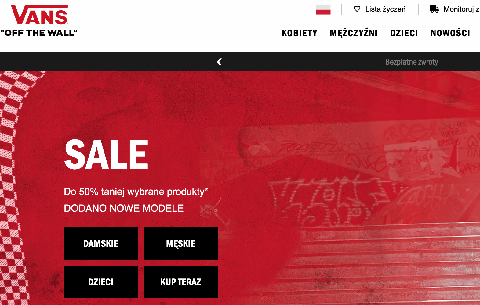 vans.pl: widok sklepu internetowego