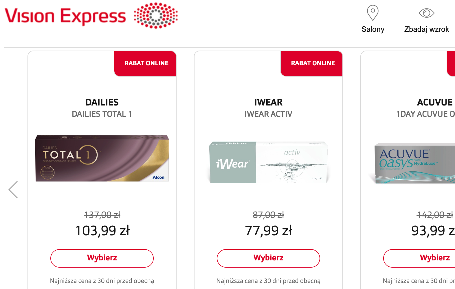 visionexpress.pl: widok sklepu internetowego